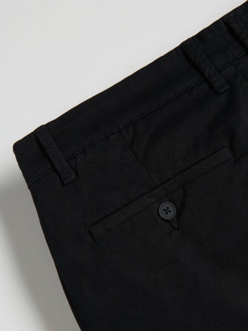 Black Reserved Chino Slim Fit Men's Trousers | QJHI-78319