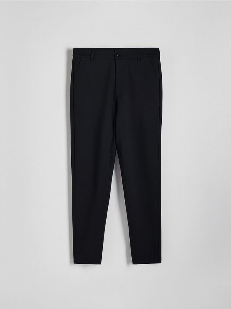 Black Reserved Chino Slim Men's Trousers | IUNM-19302