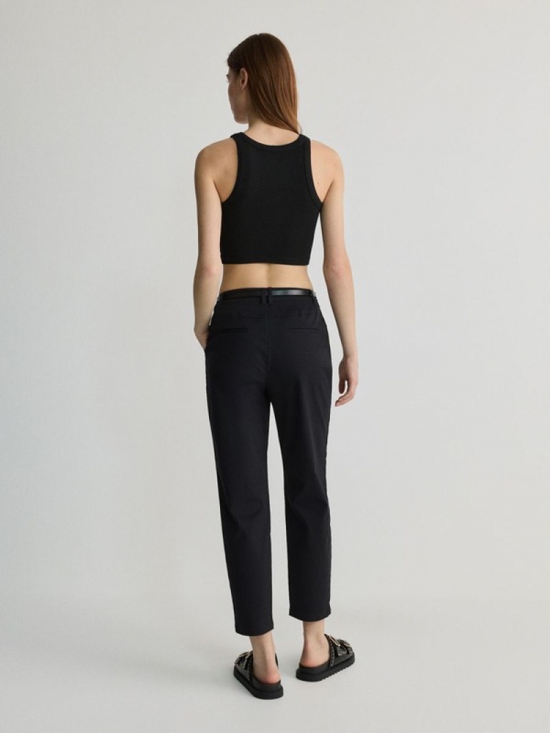 Black Reserved Chino With Women's Trousers | EGFC-45637