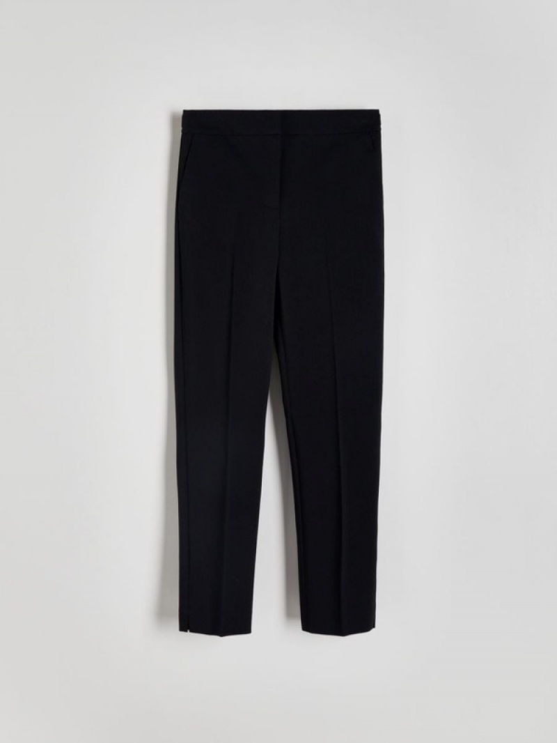 Black Reserved Cigarettepressed Crease Women's Trousers | VENI-79218