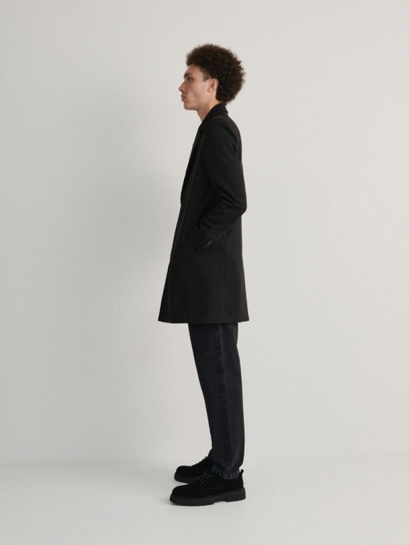 Black Reserved Classic Men's Coats | TAQX-47912