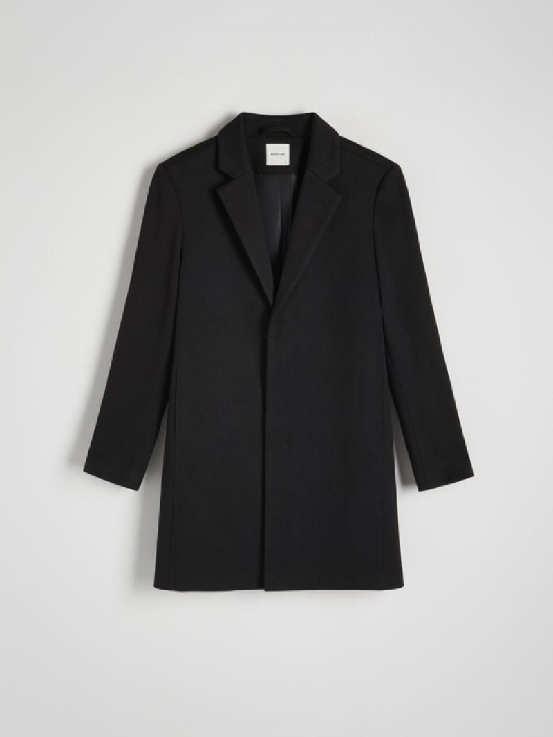 Black Reserved Classic Men's Coats | TAQX-47912