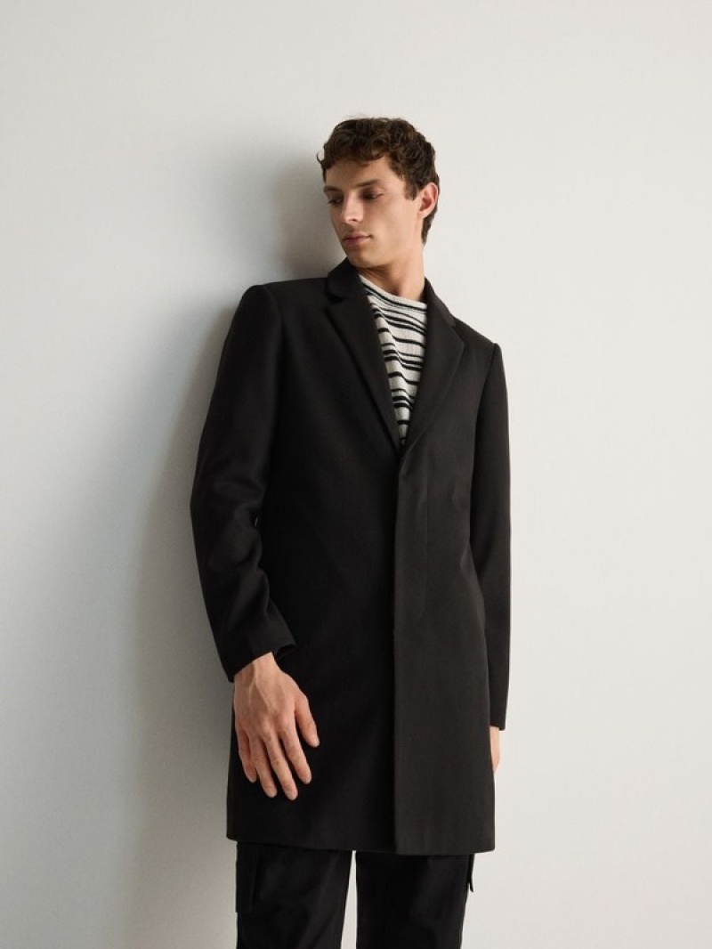 Black Reserved Classic Men's Coats | VAIR-90146