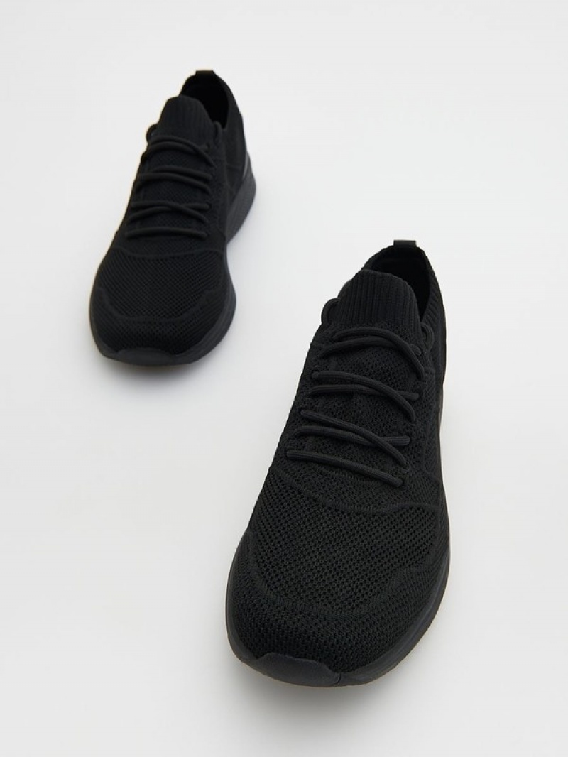 Black Reserved Classic Men's Shoes | KGVH-87091