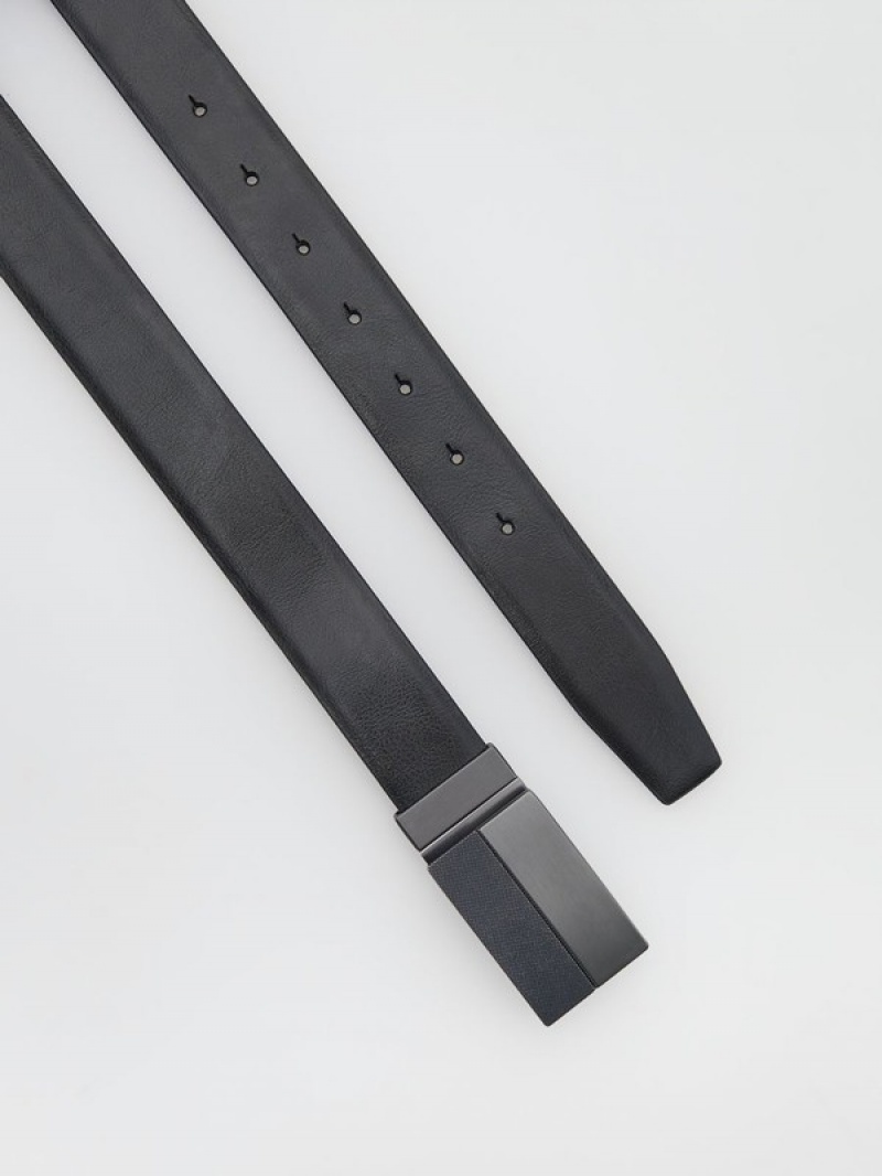 Black Reserved Combined Materials Men's Belts | MYIJ-81632