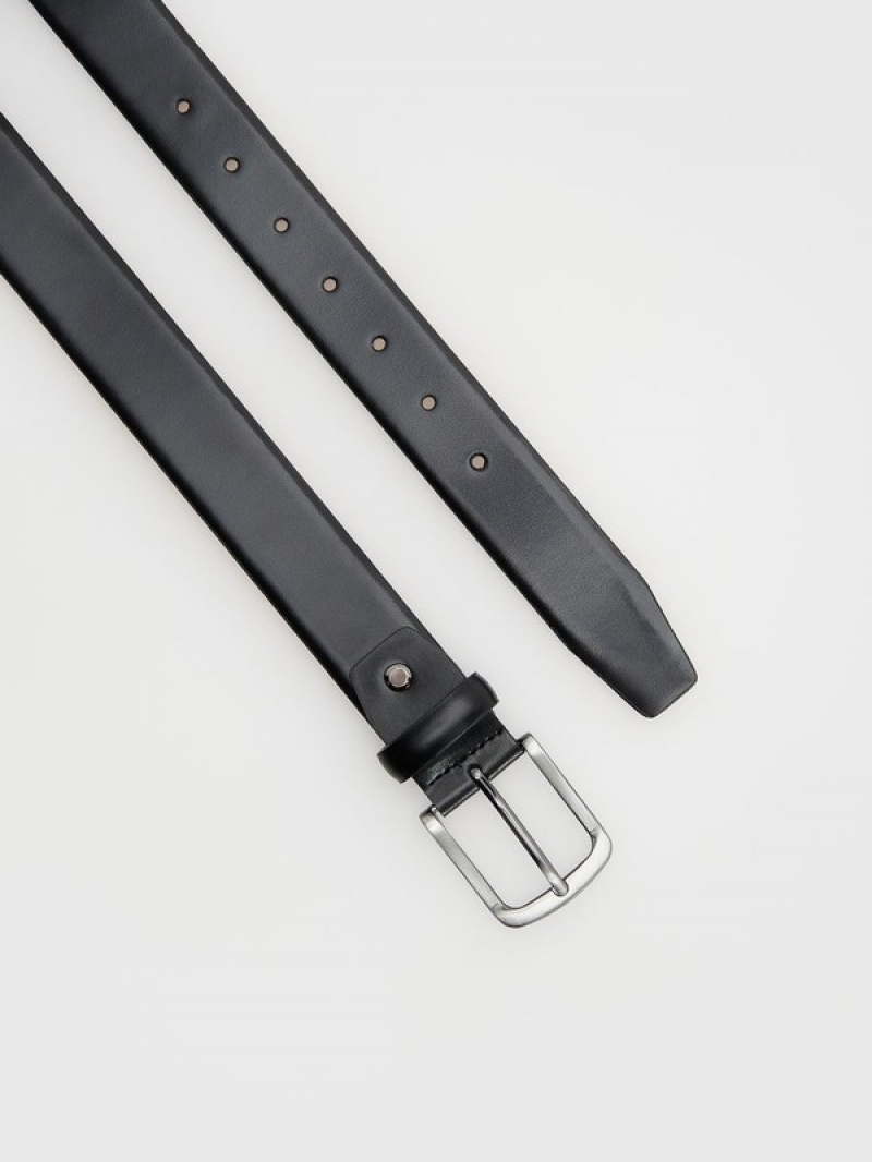 Black Reserved Combined Materials Men's Belts | TJOI-57801