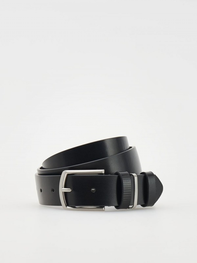 Black Reserved Combined Materials Men\'s Belts | AWXE-27348