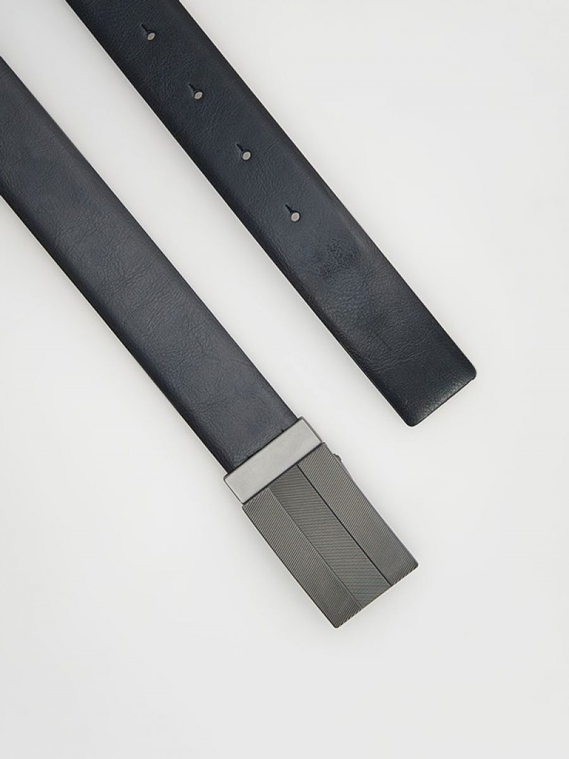 Black Reserved Combined Materials Men's Belts | CGBF-79340