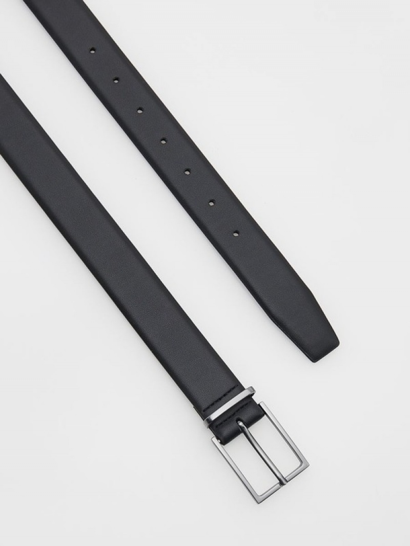 Black Reserved Combined Materials Men's Belts | DJOW-56249