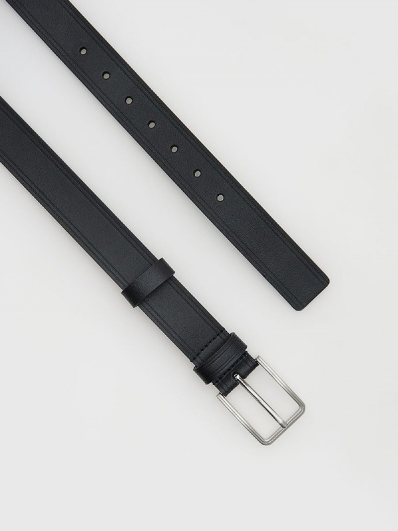 Black Reserved Combined Materials Men's Belts | VARJ-82063