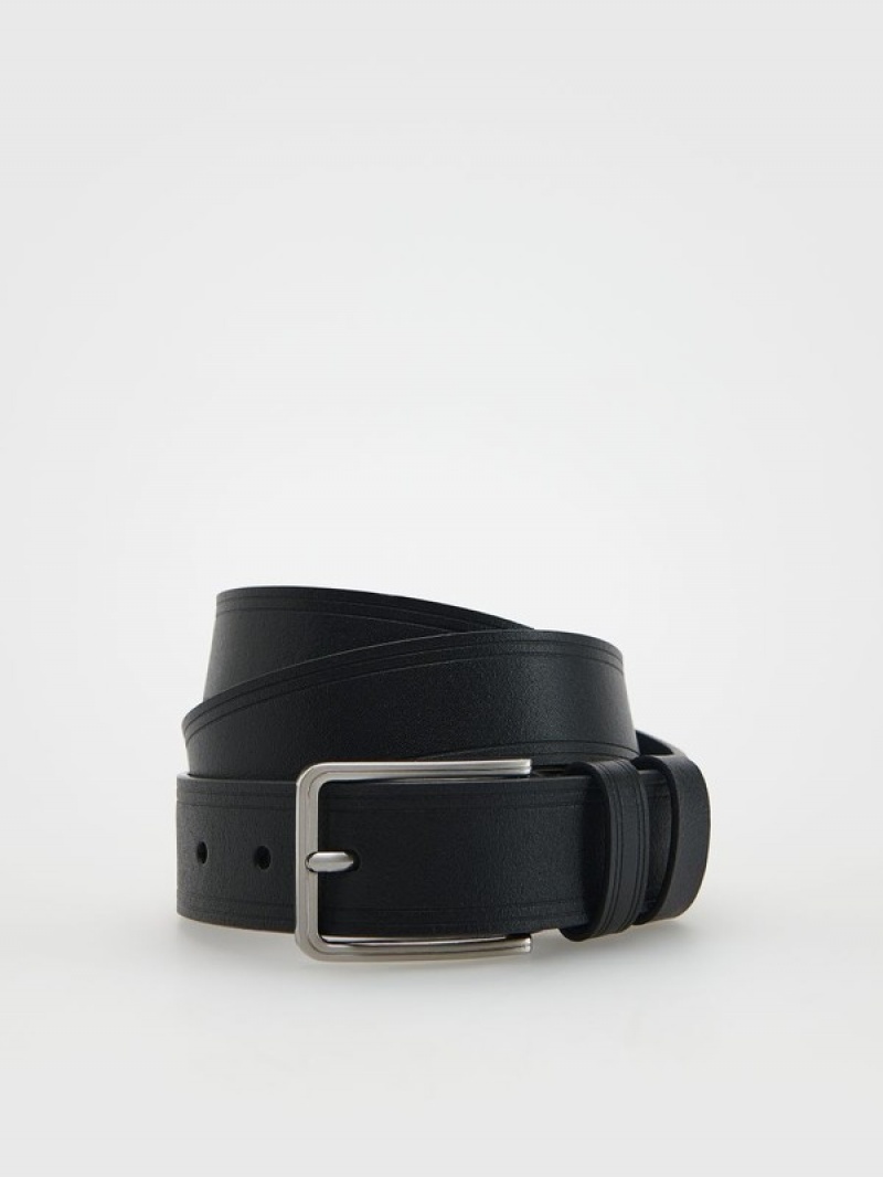 Black Reserved Combined Materials Men\'s Belts | VARJ-82063