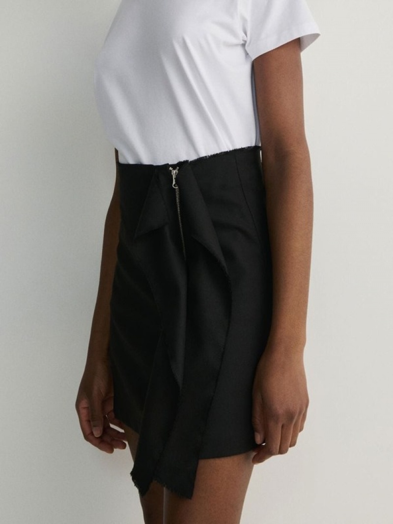 Black Reserved Cotton Women's Skirts | CLSV-51387