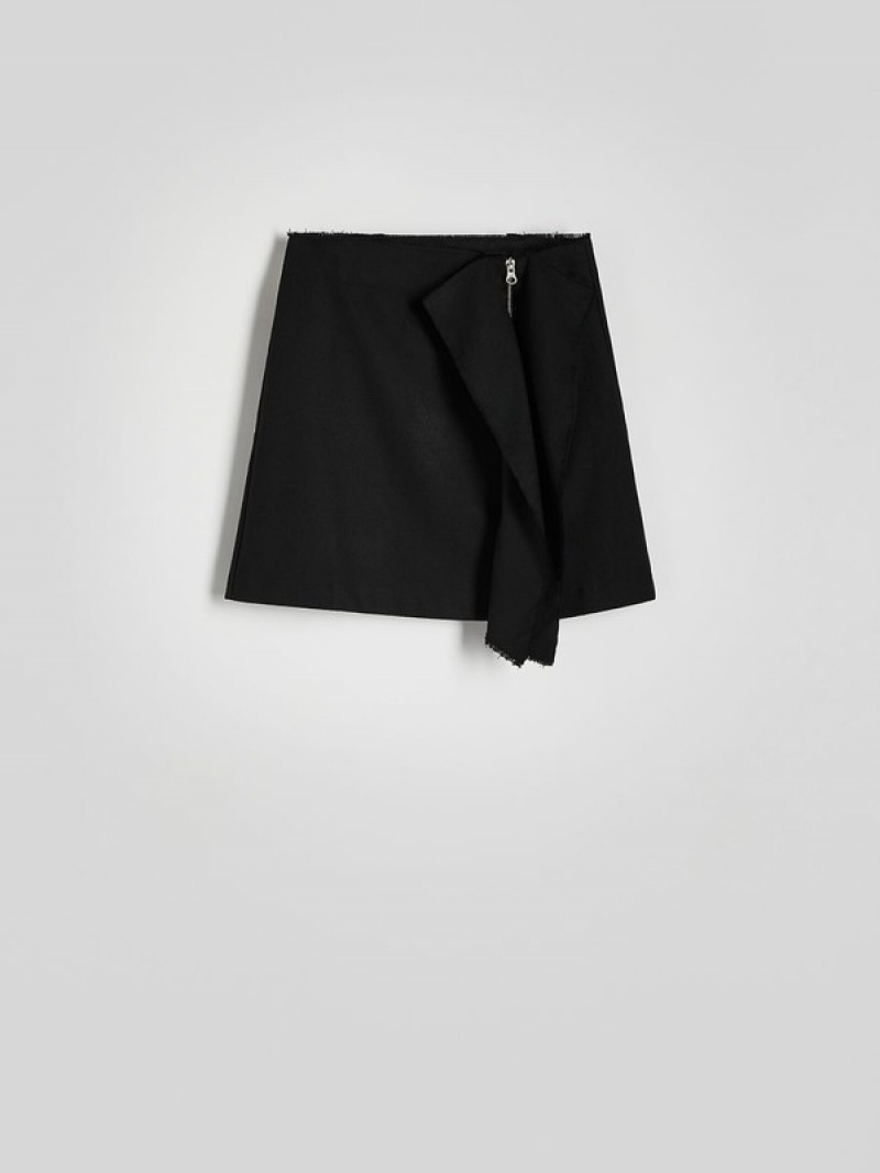 Black Reserved Cotton Women's Skirts | CLSV-51387