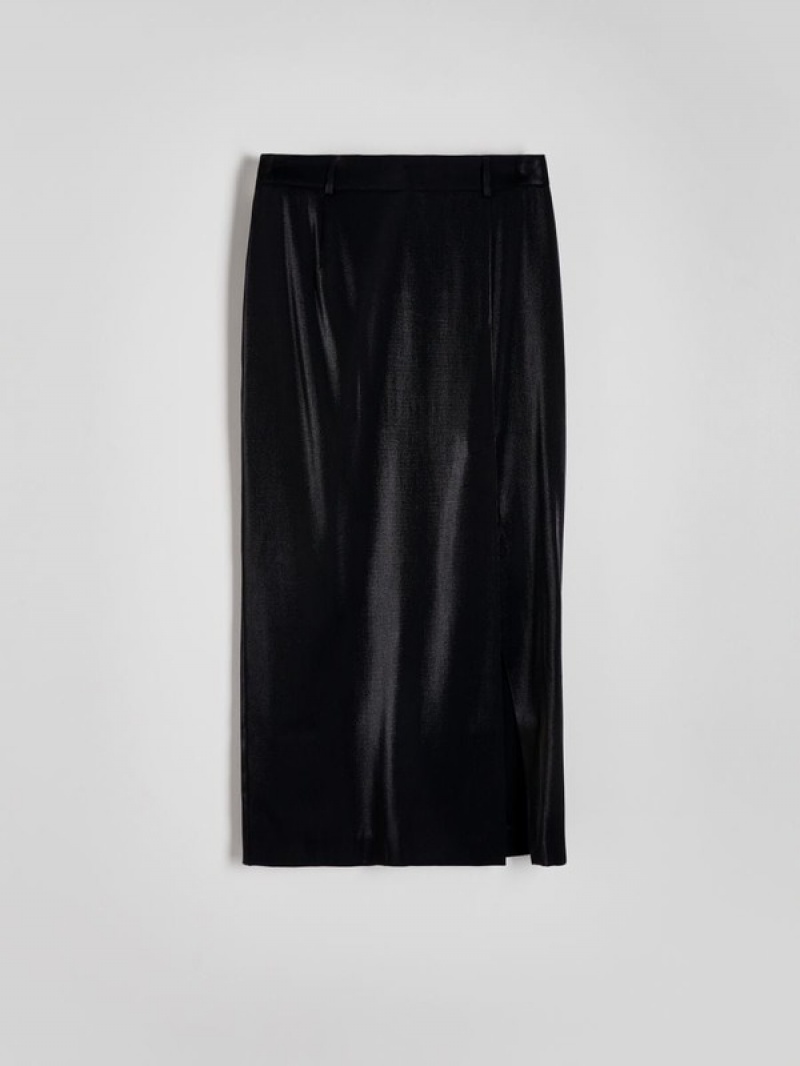 Black Reserved Cotton Women's Skirts | SGHO-37586