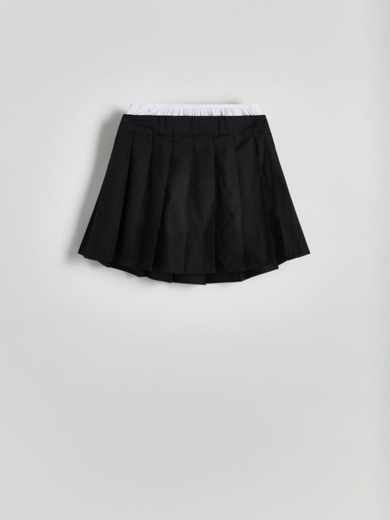 Black Reserved Cotton Women's Skirts | TEXJ-06928