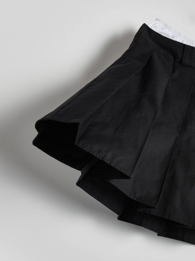 Black Reserved Cotton Women's Skirts | TEXJ-06928