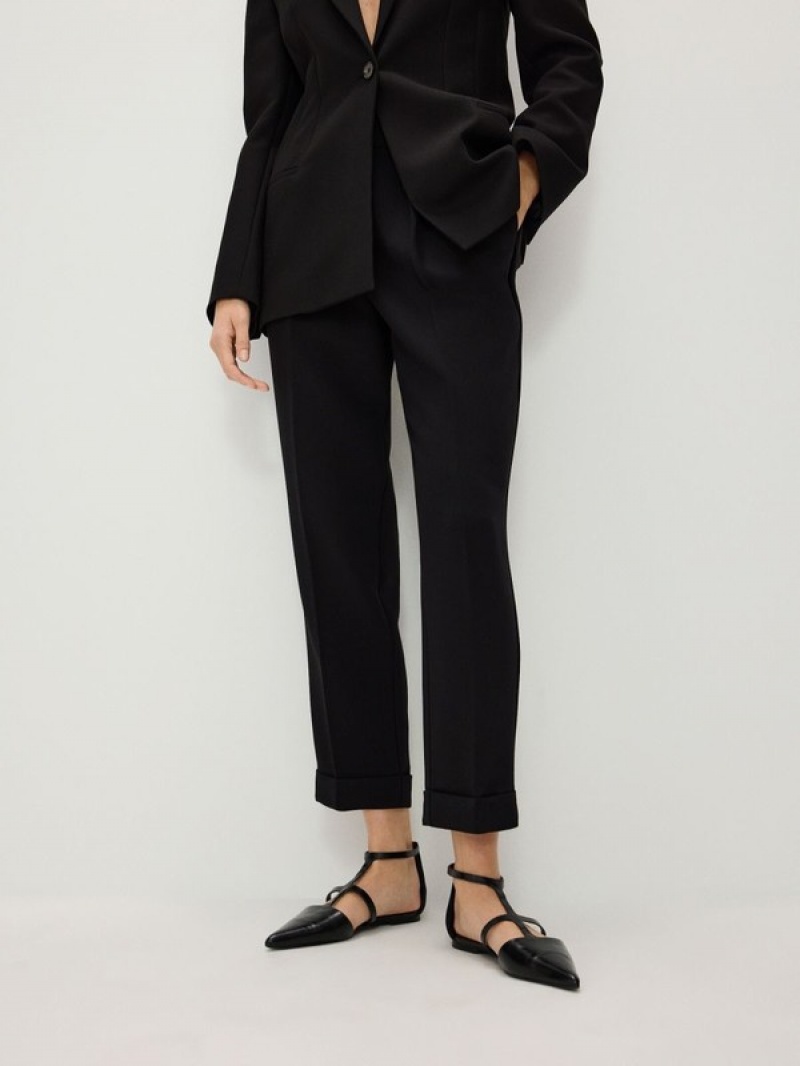 Black Reserved Cuffs Women's Trousers | DHAG-52081