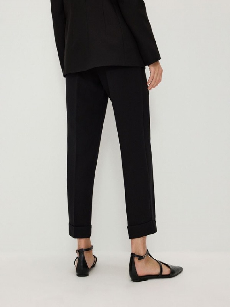 Black Reserved Cuffs Women's Trousers | DHAG-52081