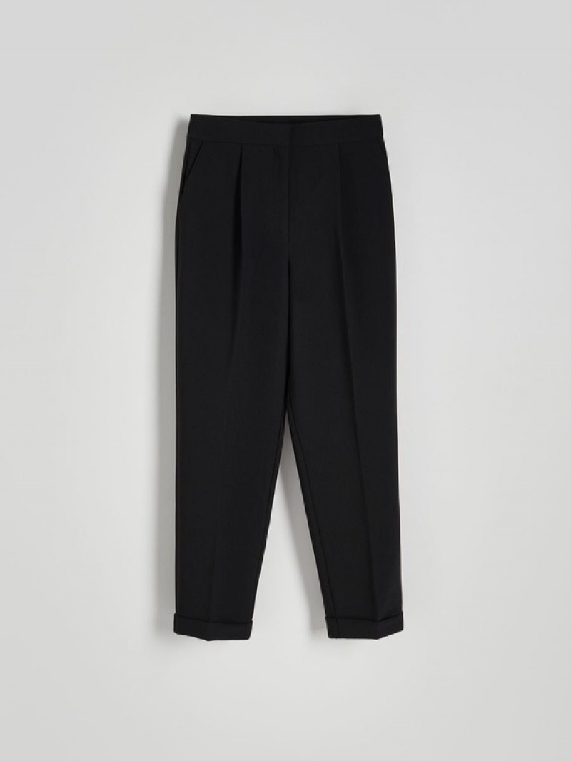 Black Reserved Cuffs Women's Trousers | DHAG-52081