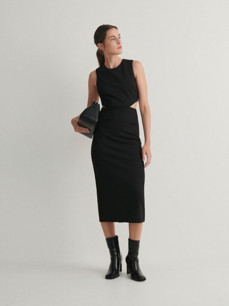 Black Reserved Cut Out Women's Dress | CZOF-84961