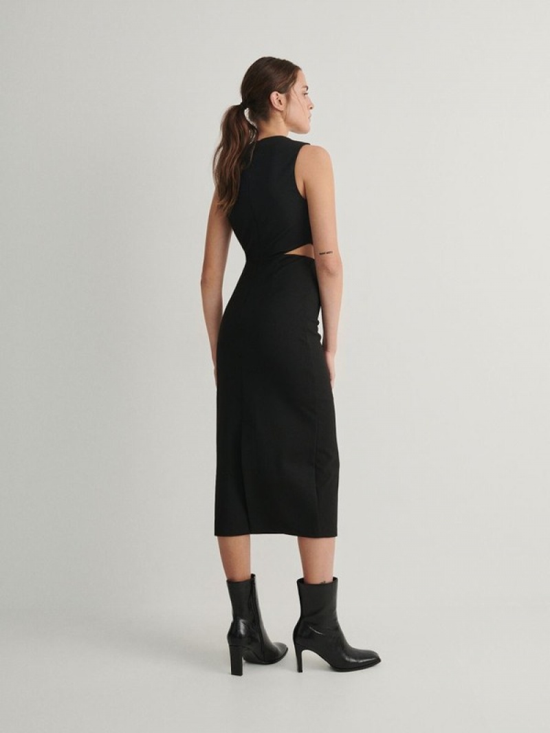 Black Reserved Cut Out Women's Dress | CZOF-84961