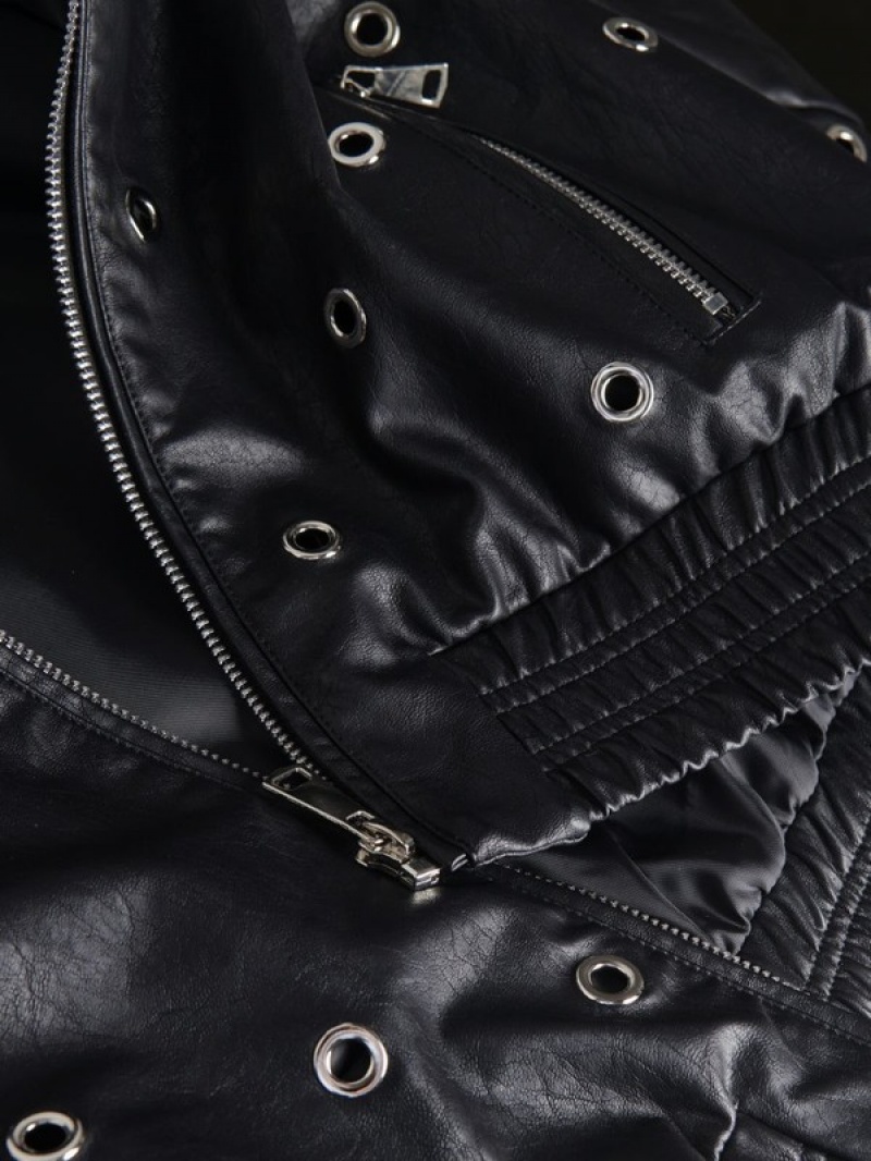 Black Reserved Decorative Details Women's Jackets | NULK-62087