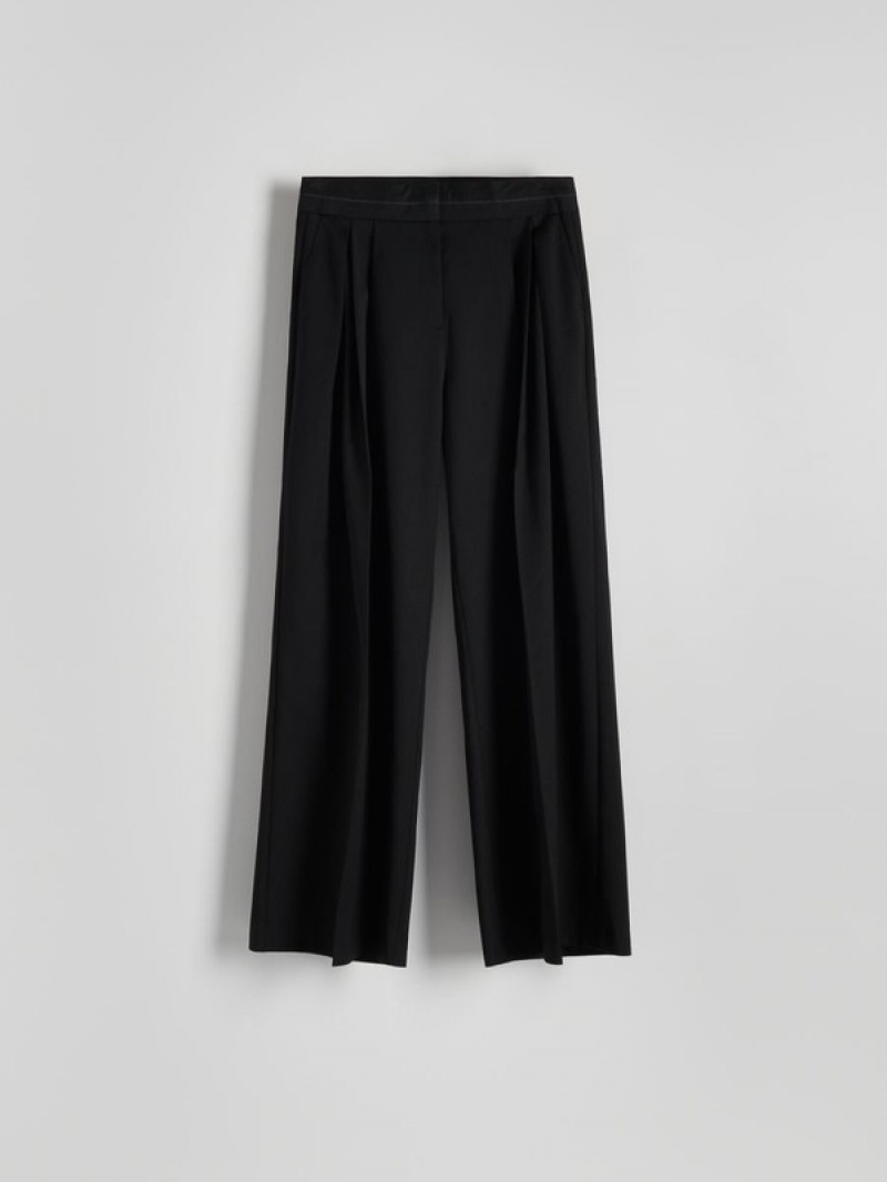 Black Reserved Decorative Insert Women's Trousers | OCYV-13640