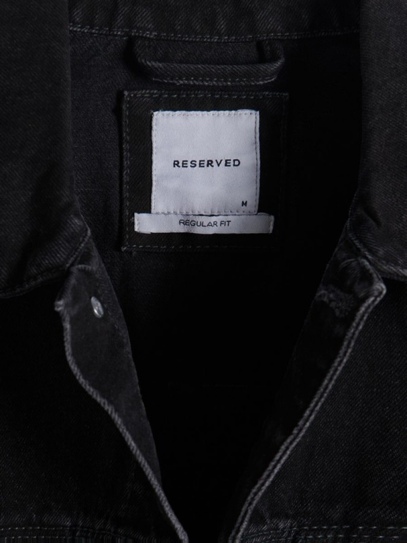 Black Reserved Denim Men's Jackets | IAPH-14673