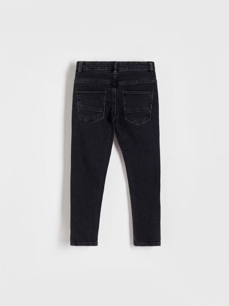 Black Reserved Elastic Slim Boys' Jeans | ICRS-65273