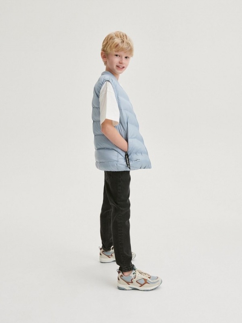 Black Reserved Elastic Slim Boys' Jeans | ICRS-65273