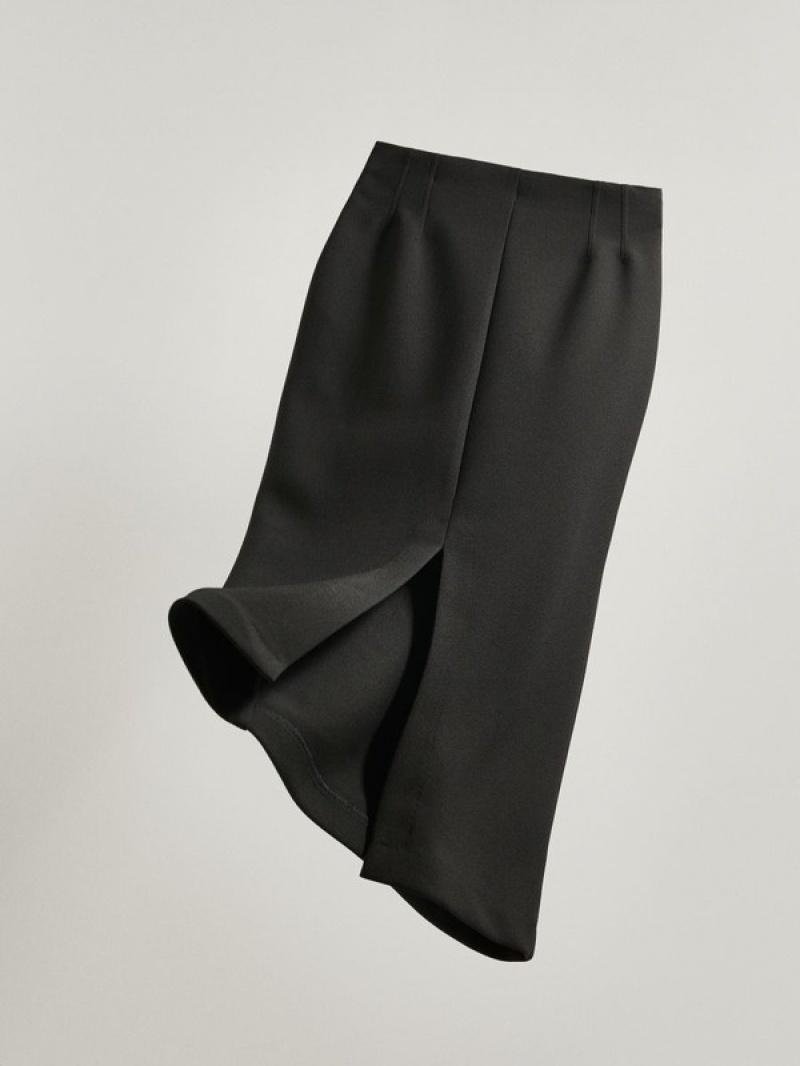 Black Reserved Fitted Midi Women's Skirts | UCOG-70239