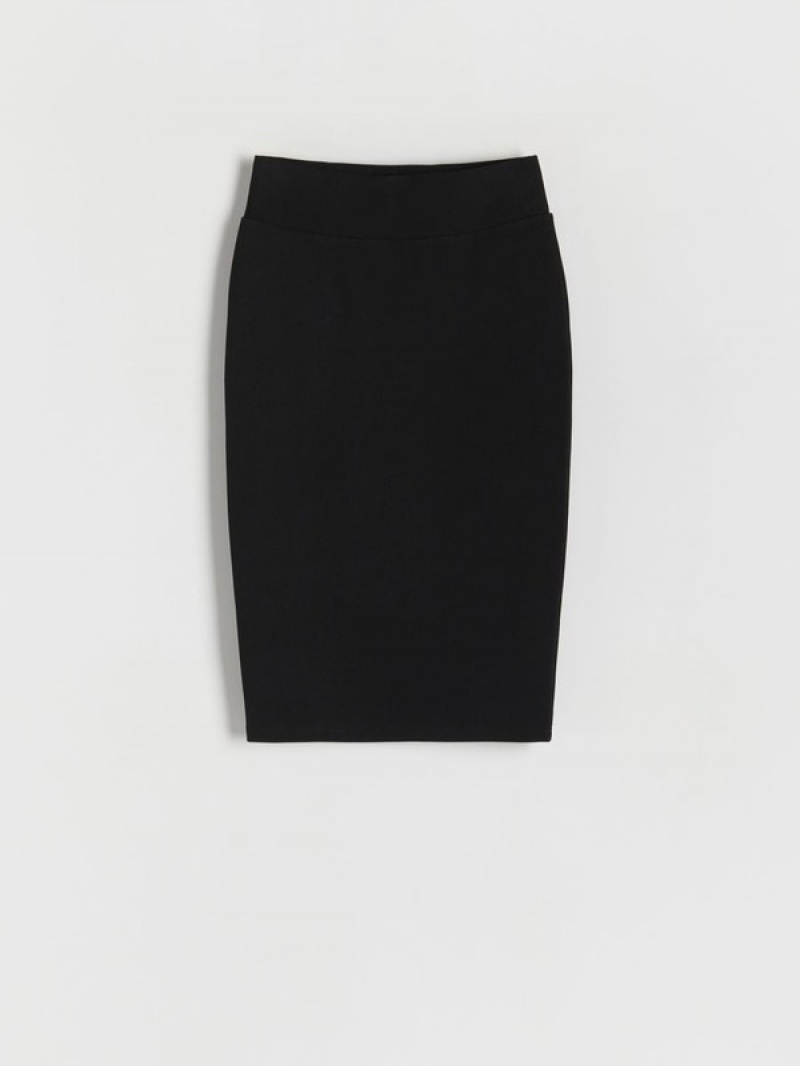 Black Reserved Fitted Midi Women's Skirts | LWEU-12405