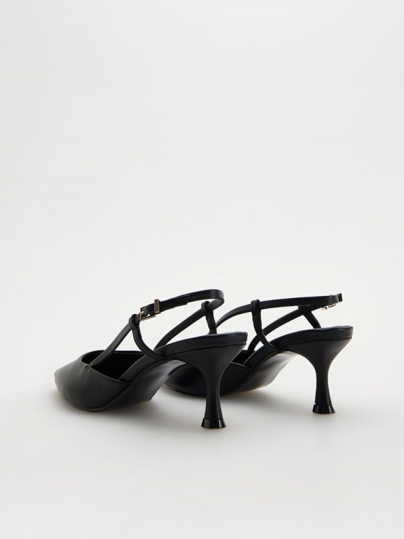 Black Reserved High Pumps Women's Heels | WHJE-30728