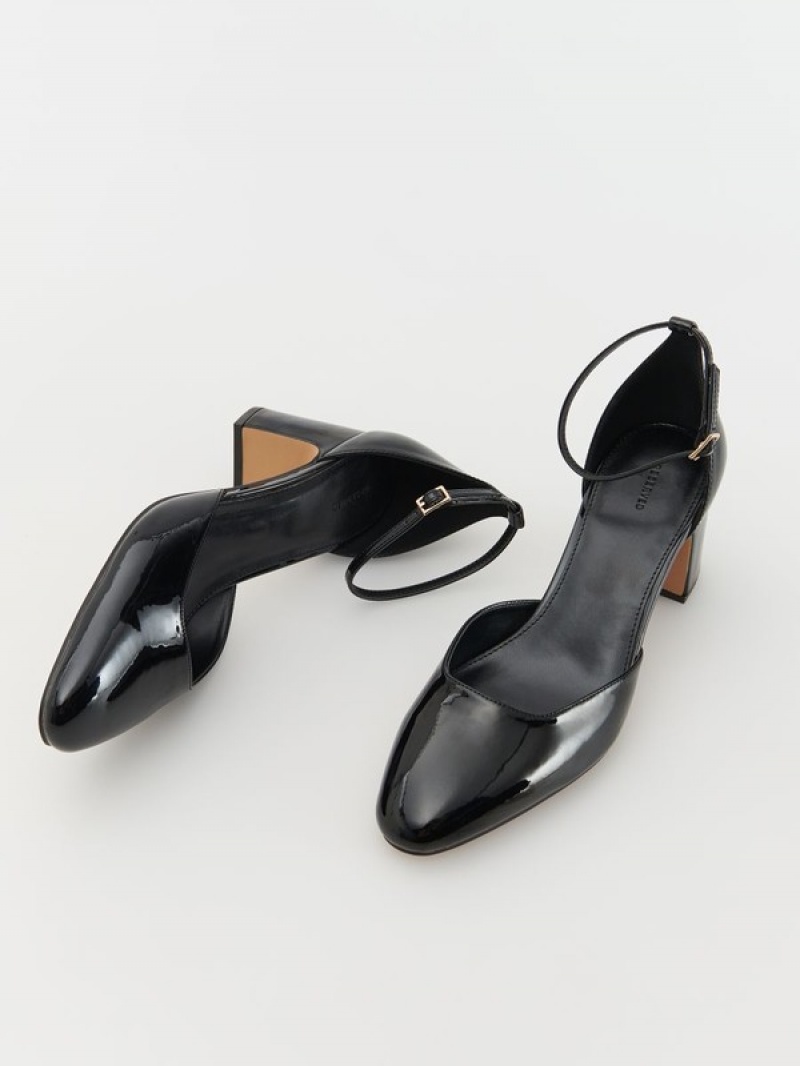 Black Reserved High Shineed Pumps Women's Heels | OHRC-39786