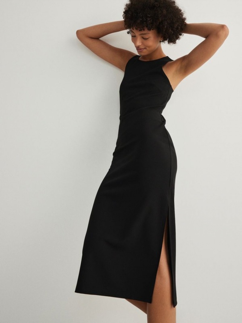 Black Reserved Jersey Women's Dress | LTBG-65842