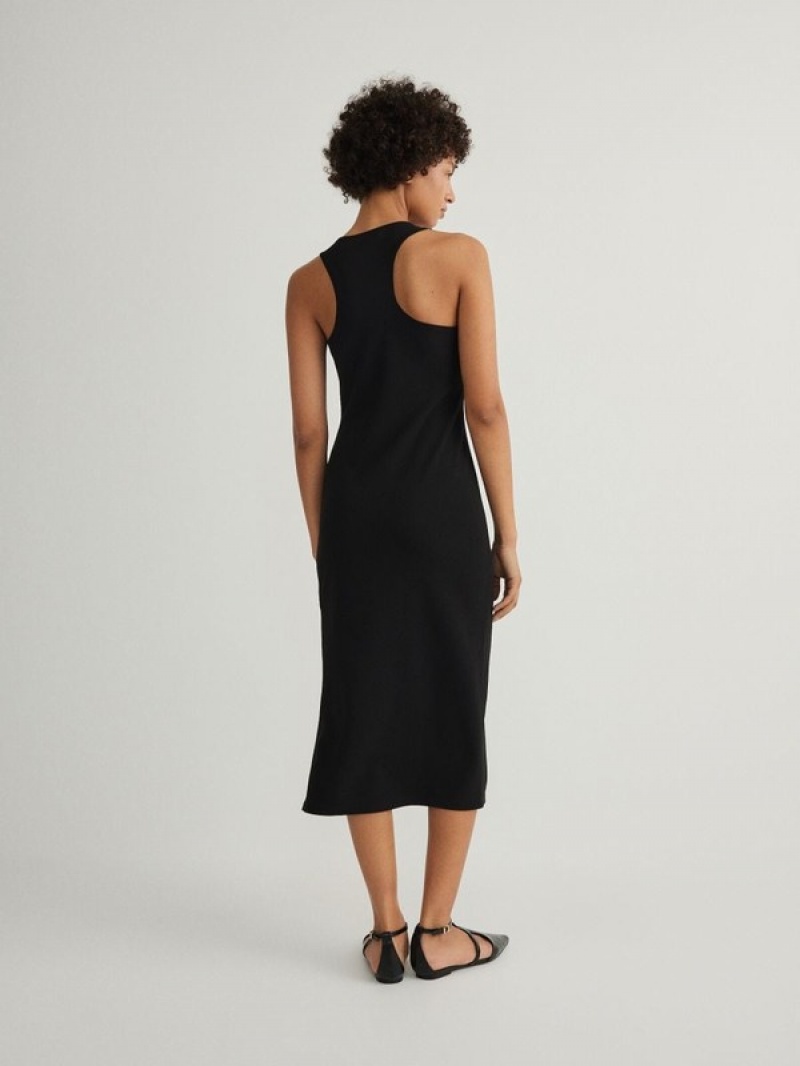 Black Reserved Jersey Women's Dress | LTBG-65842