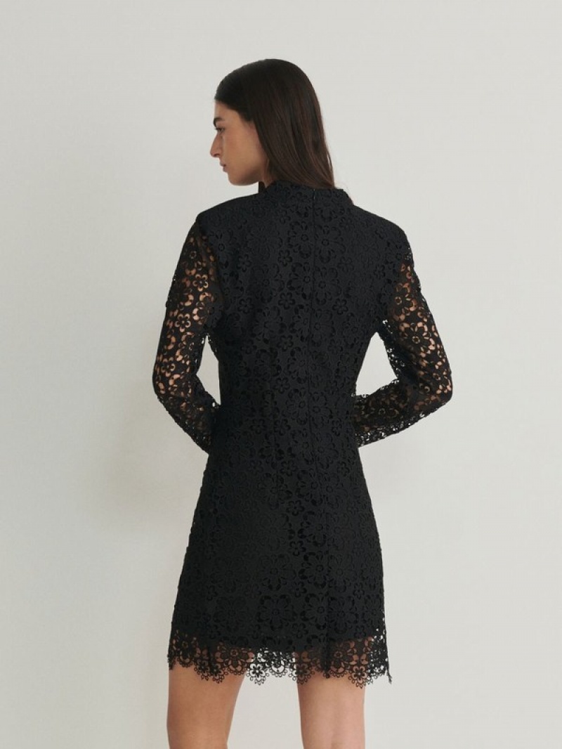 Black Reserved Lace Women's Dress | VNUY-62940