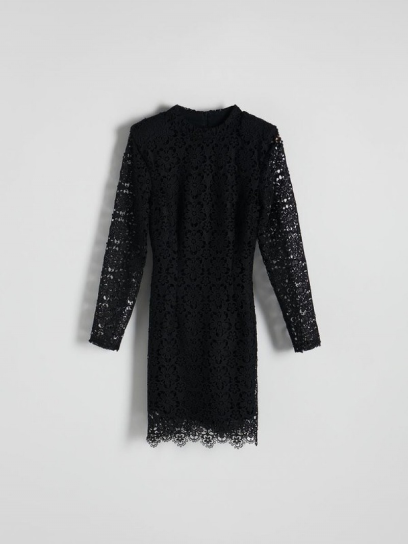 Black Reserved Lace Women's Dress | VNUY-62940