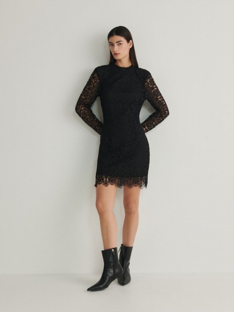 Black Reserved Lace Women\'s Dress | VNUY-62940