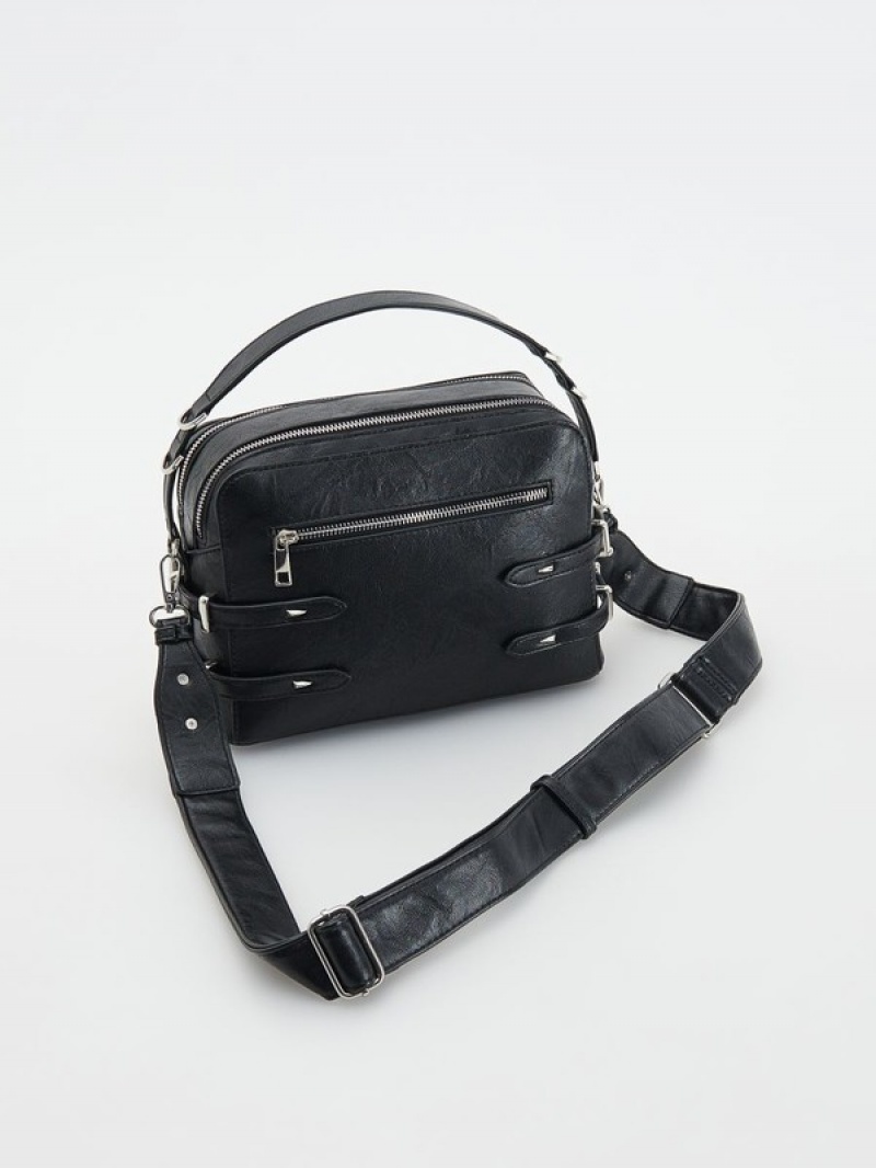 Black Reserved Leather Imitation Women's Bags | GVUR-70643