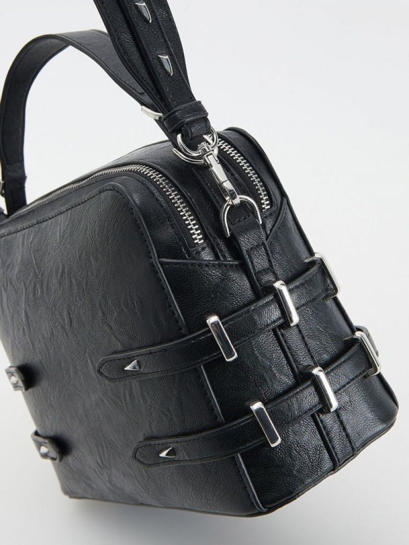 Black Reserved Leather Imitation Women's Bags | GVUR-70643