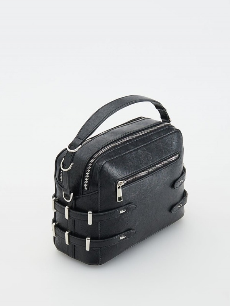 Black Reserved Leather Imitation Women's Bags | GVUR-70643