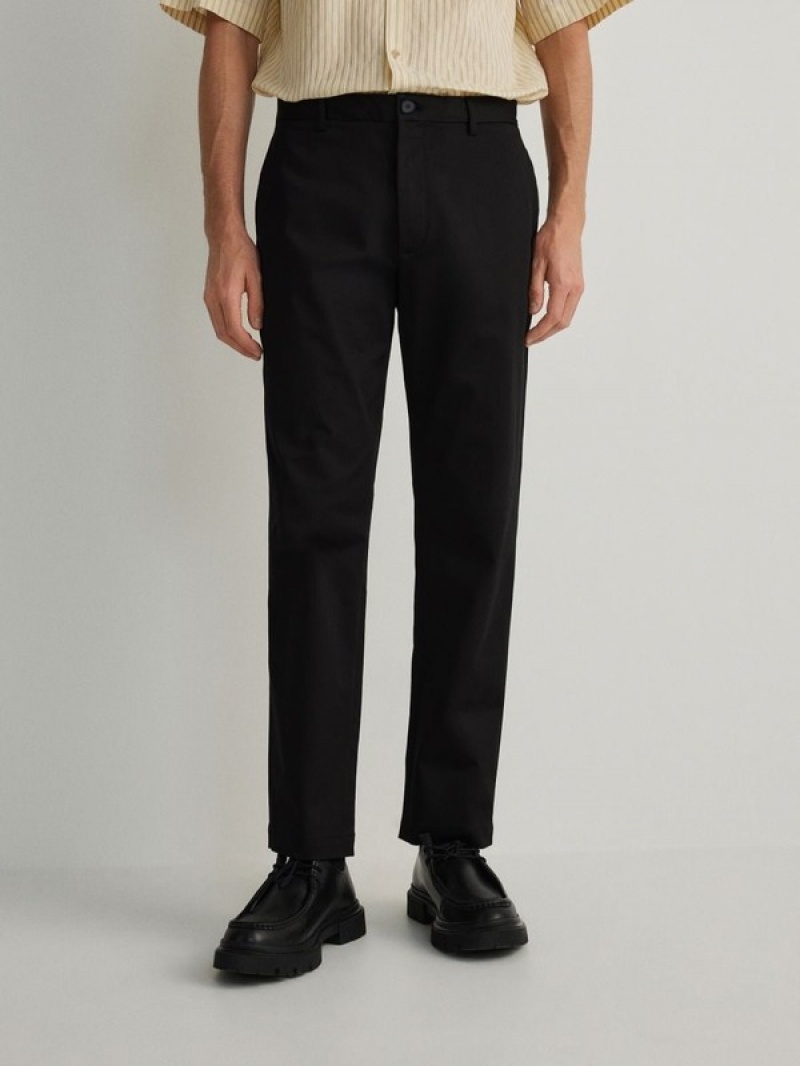 Black Reserved Leisure Fit Chino Men's Trousers | UHKX-63512