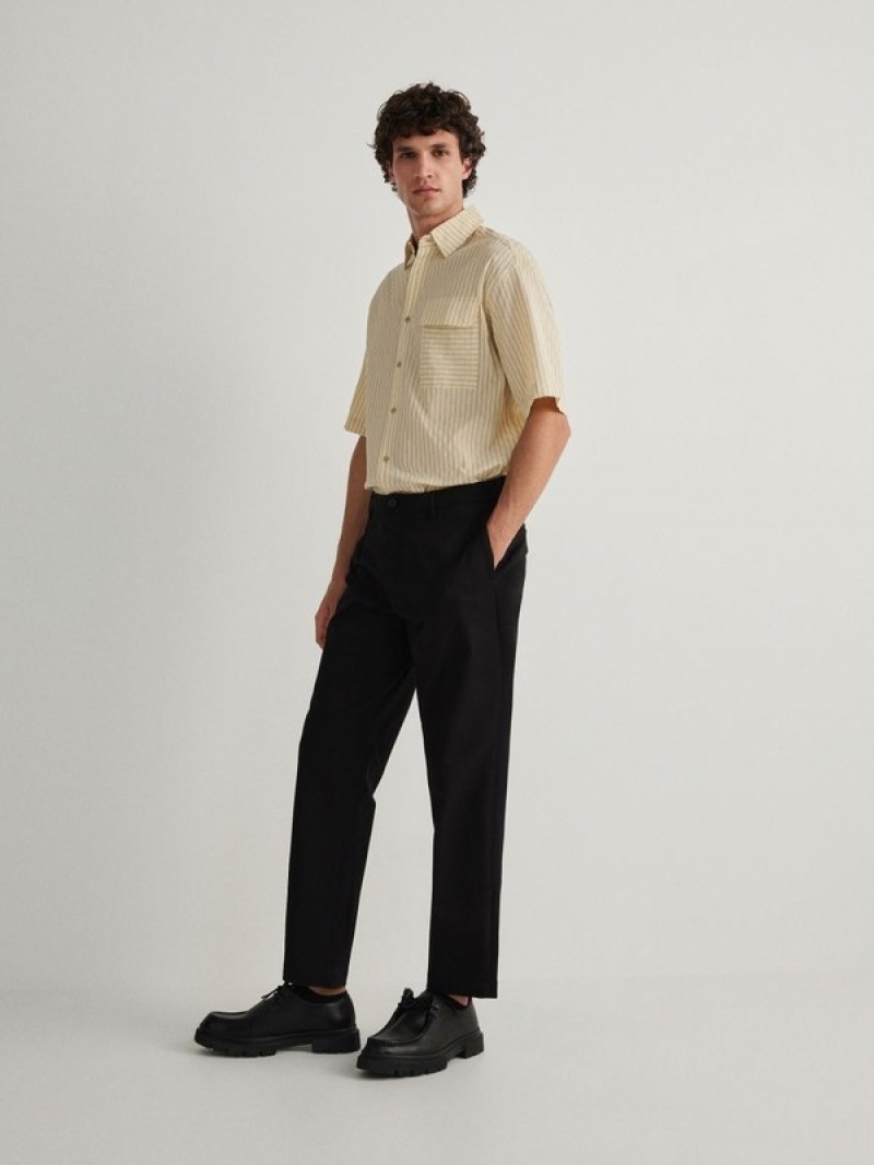 Black Reserved Leisure Fit Chino Men's Trousers | UHKX-63512