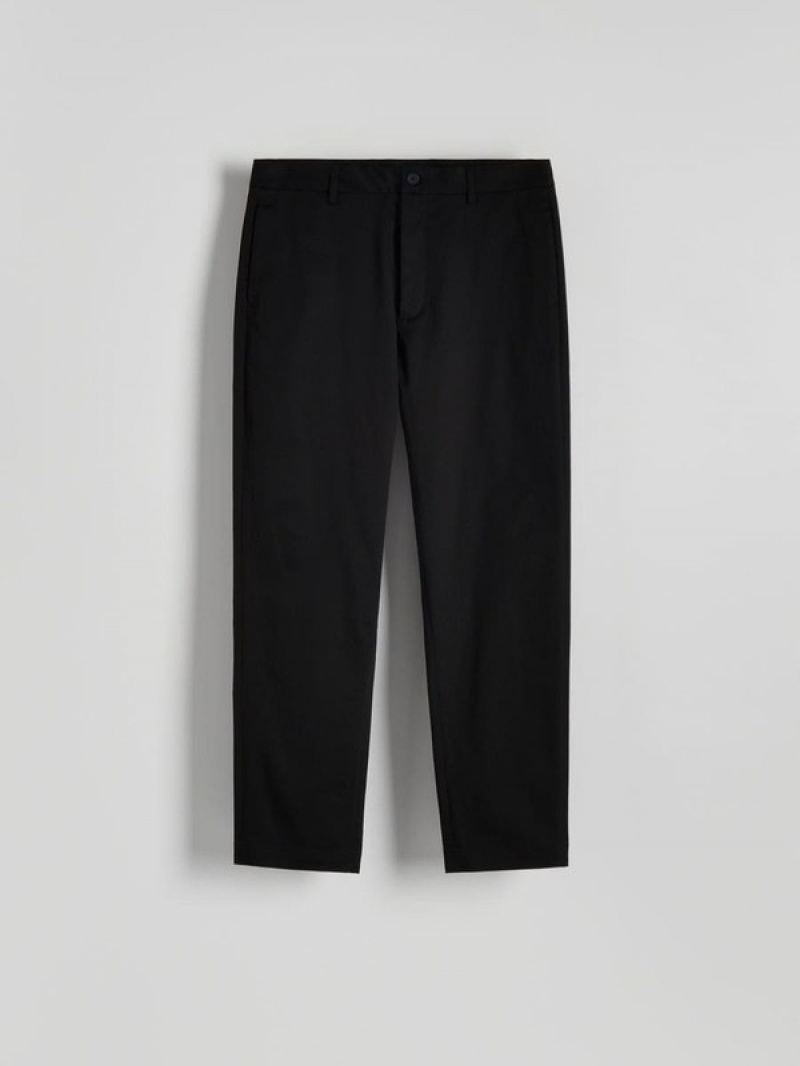 Black Reserved Leisure Fit Chino Men's Trousers | UHKX-63512