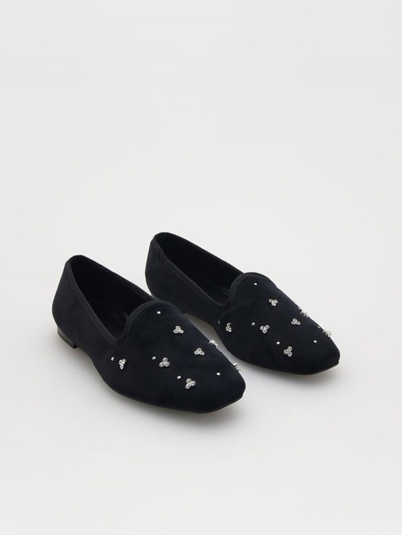 Black Reserved Loafersdecorative Details Women's Loafers | VARZ-68950