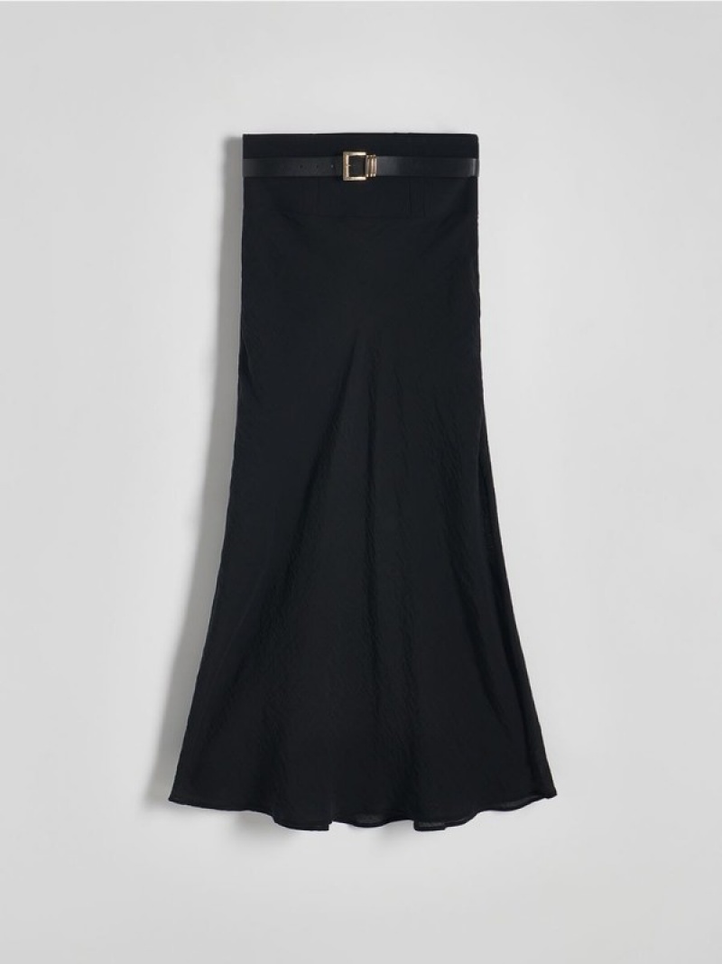 Black Reserved Lyocell Blend Maxi Women's Skirts | QNCJ-52130