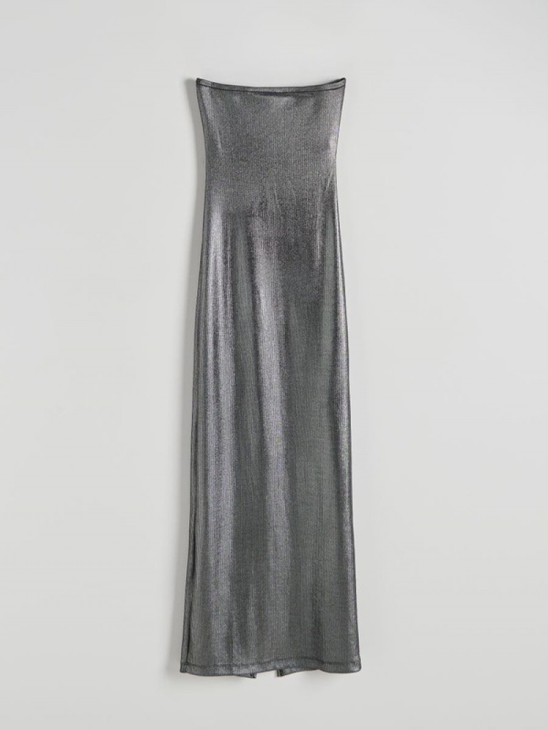 Black Reserved Metallic Effect Women's Dress | XYFW-36187