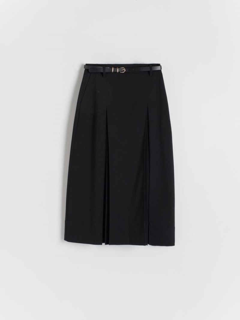 Black Reserved Midi With Women's Skirts | QVTD-52743