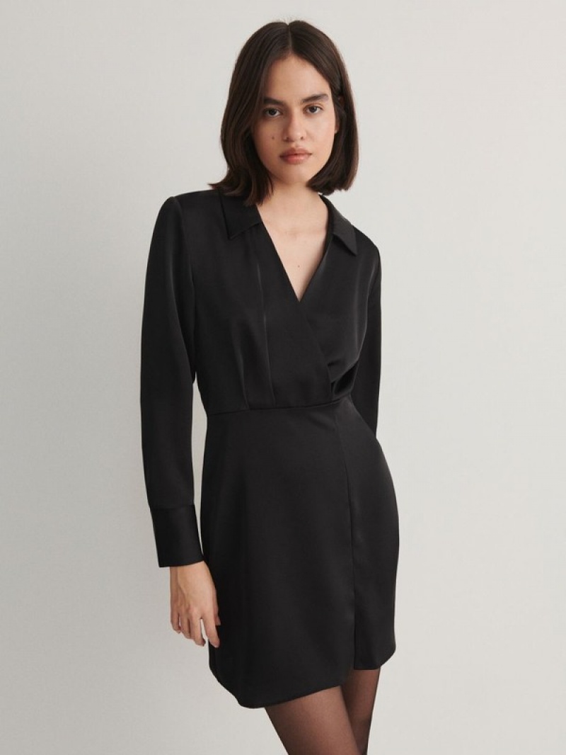 Black Reserved Mini Women's Dress | GHMY-96871